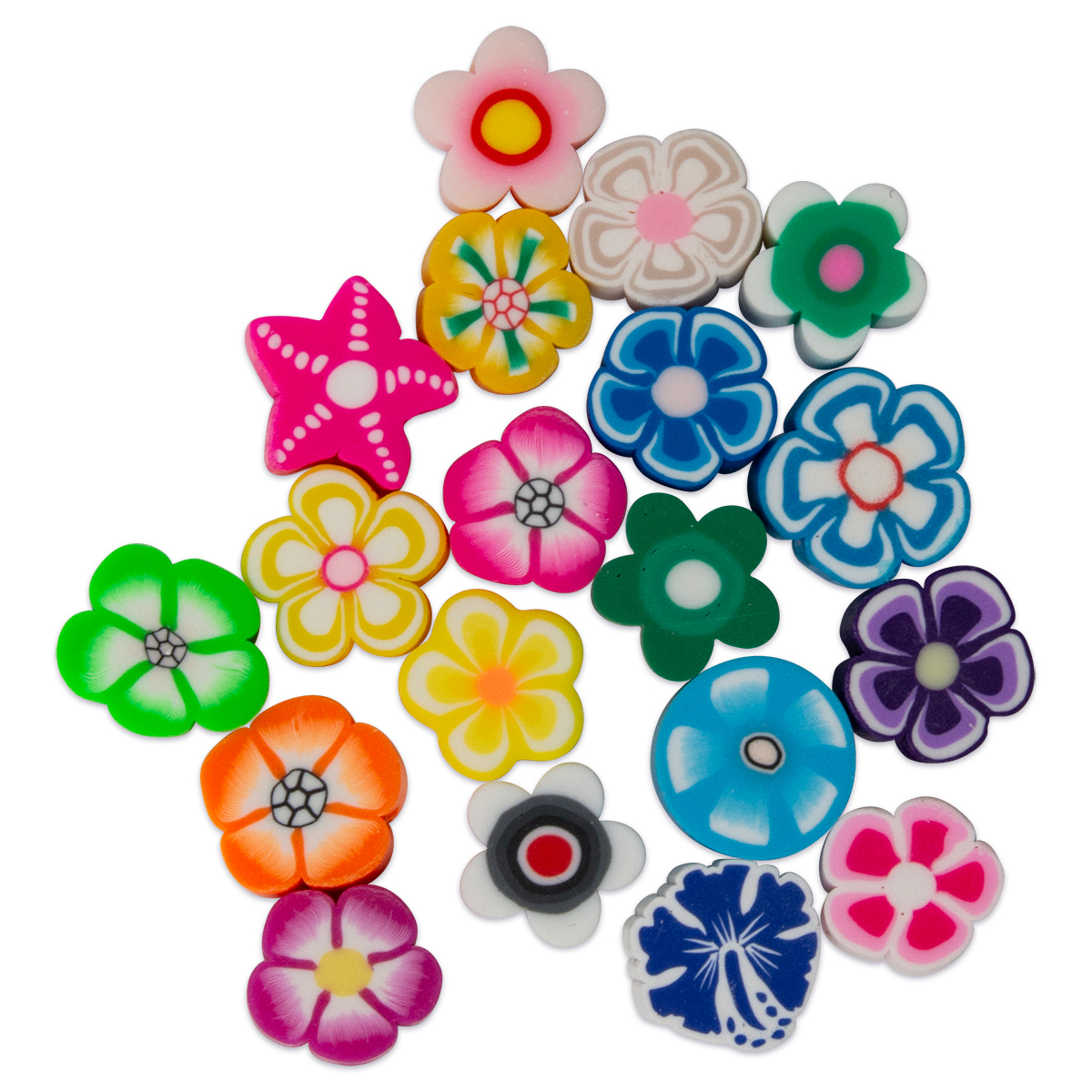 Fimoli-Perlen Blüte Ø 10x4mm 100 St. bunt mix