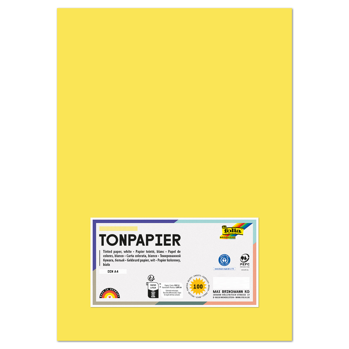 Tonpapier 130g/m² DIN A4 100 Bl. zitronengelb