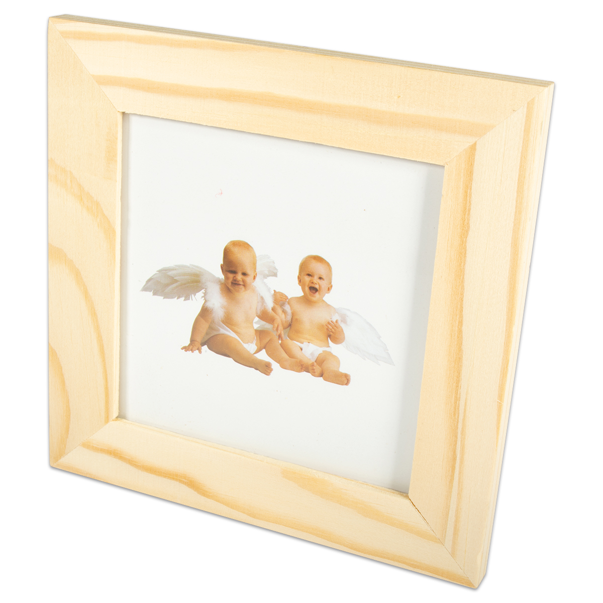 Bilderrahmen Holz mit Glasscheibe 12x12x1cm natur
