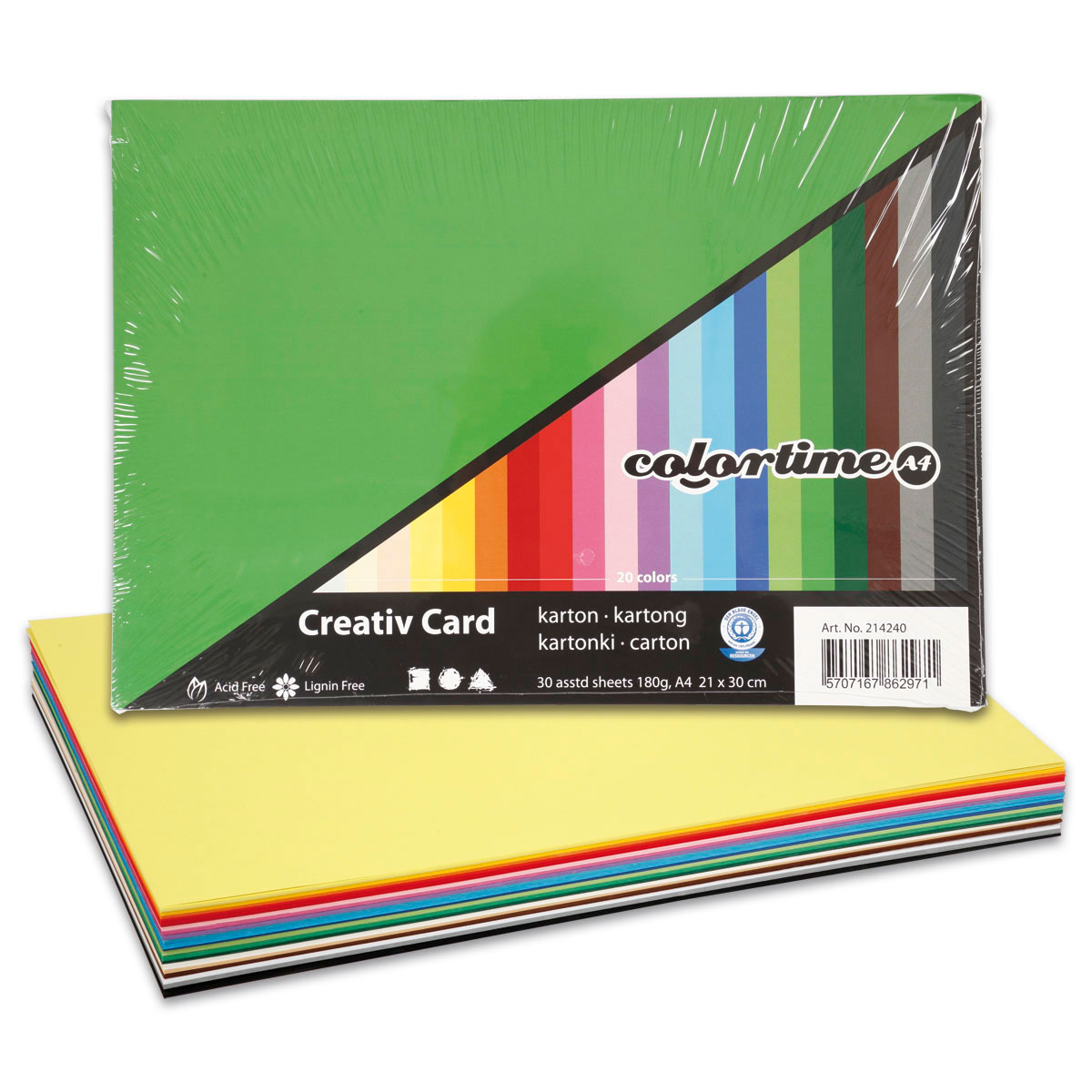Tonkarton 180g/m² DIN A4 30 Bl./20 Farben