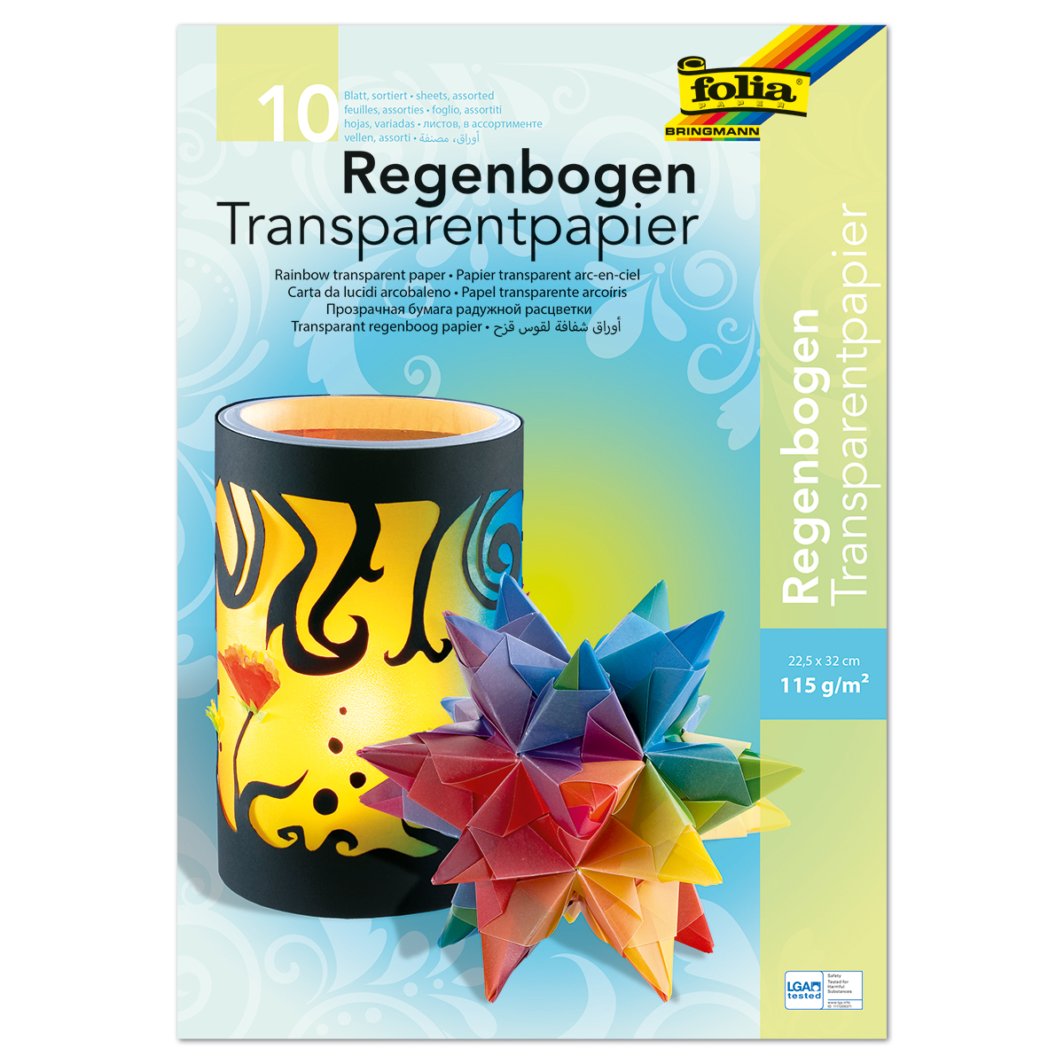Regenbogen-Transparentpapier 22x32cm 10 Bl.