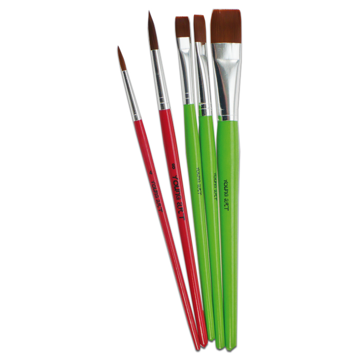 Pinsel Ponex-Synthetikhaar rund/flach 5er-Set