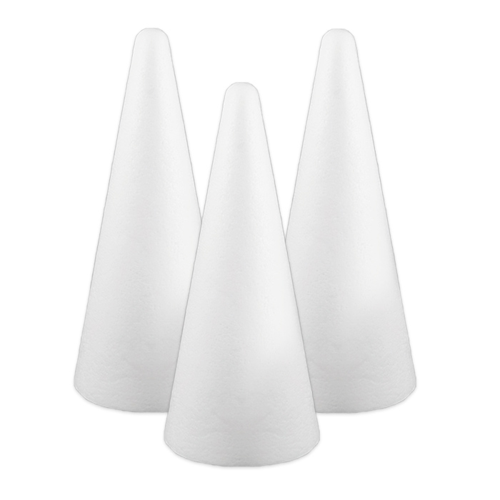 Styropor-Kegel weiß ca. 26cm 3 St.