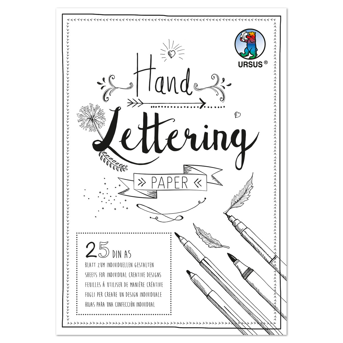 Handlettering Paper Tonkarton 25 Bl. weiß