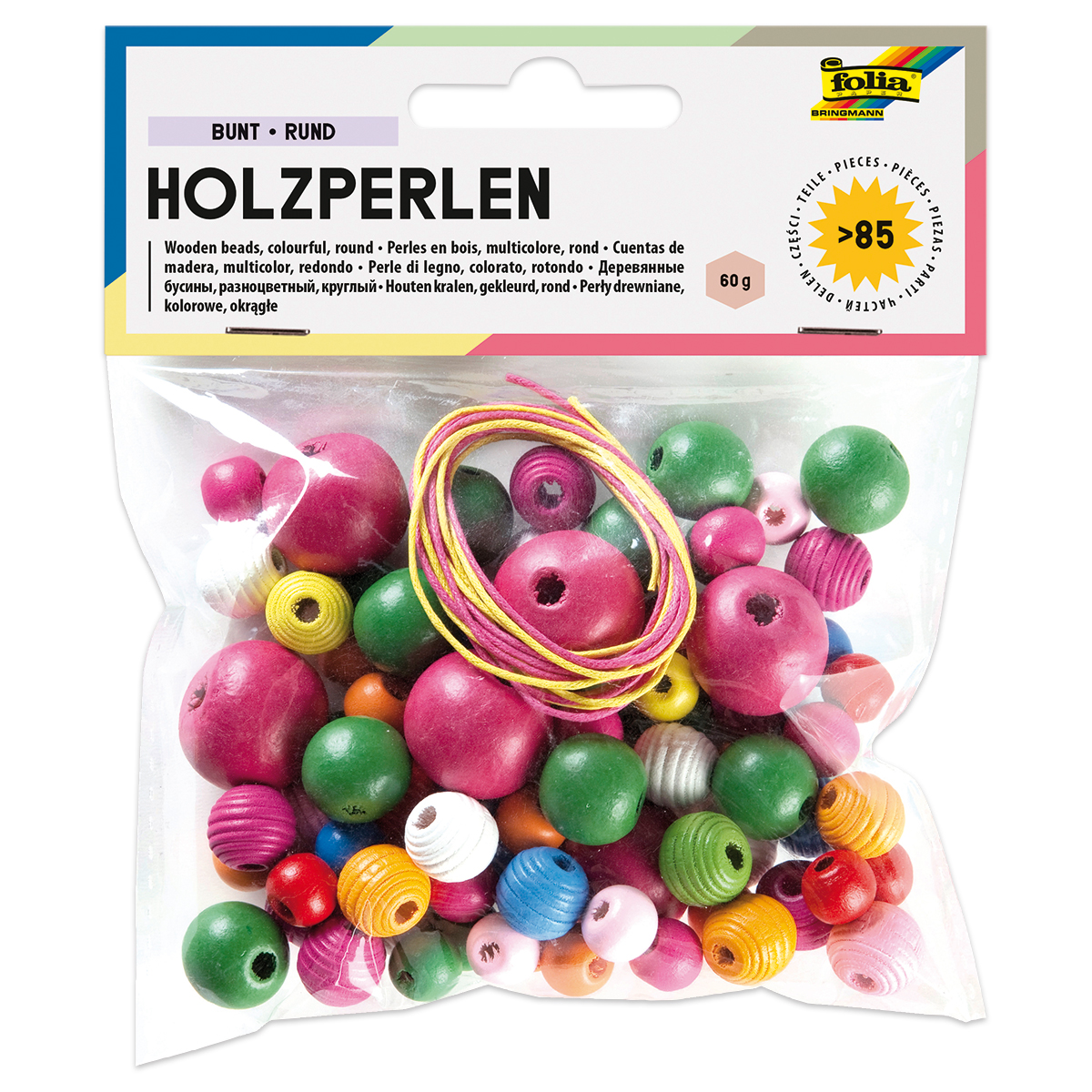 Holzperlen-Mix 9-17mm 65 St. bunt mix
