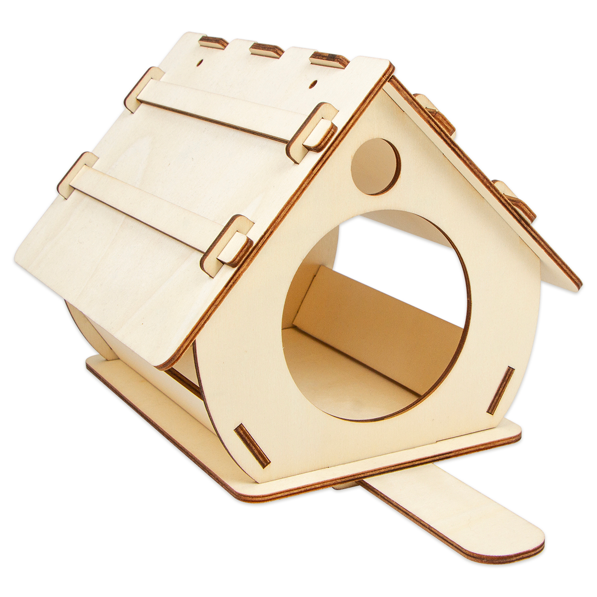 Vogelhaus mit rundem Eingang Holz 4mm 23x21x18cm natur
