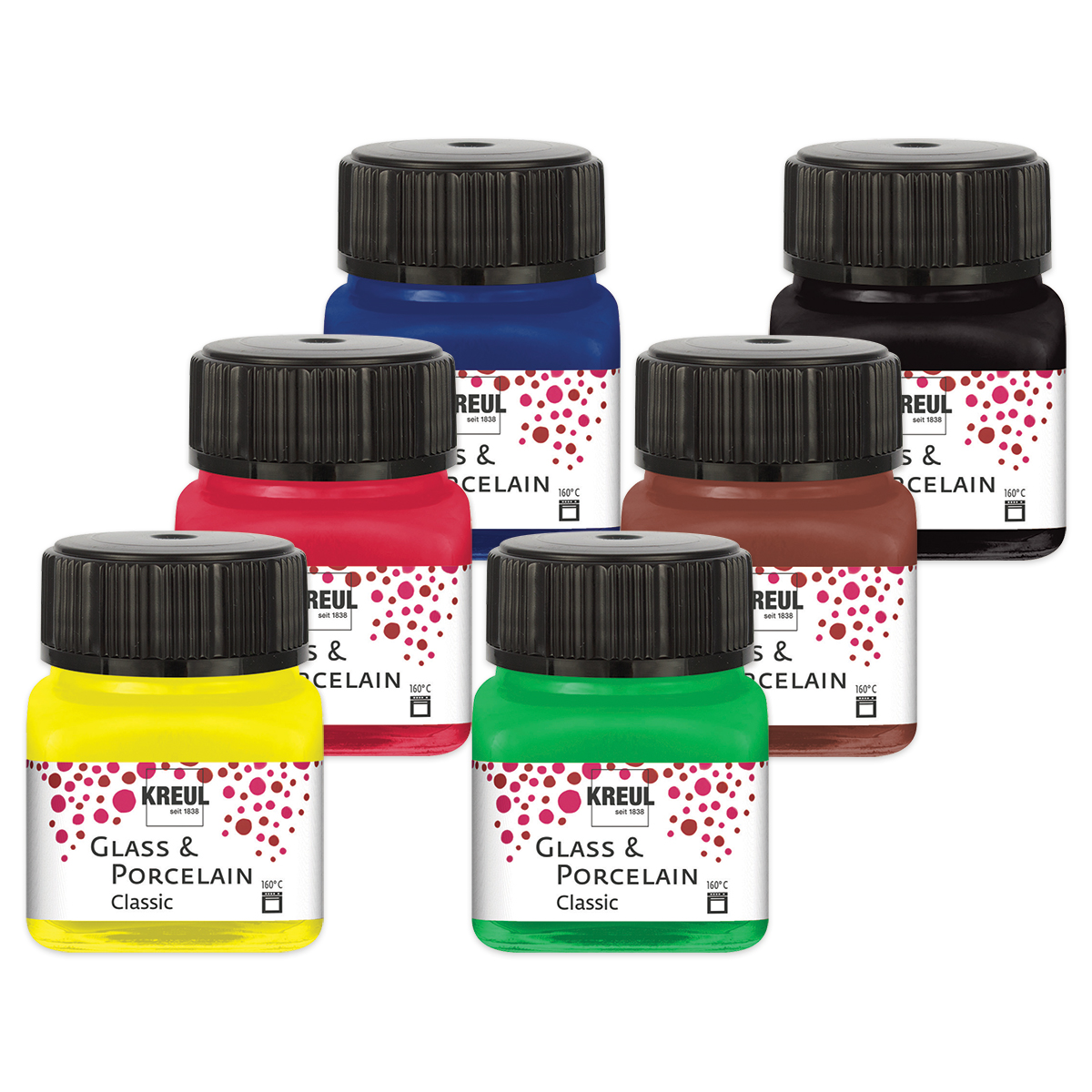 KREUL Glass & Porcelain Classic-Set 6 Farben à 20ml brillant glänzend KREUL Glass & Porcelain Classic-Set 6 Farben à 20ml brillant glänzend