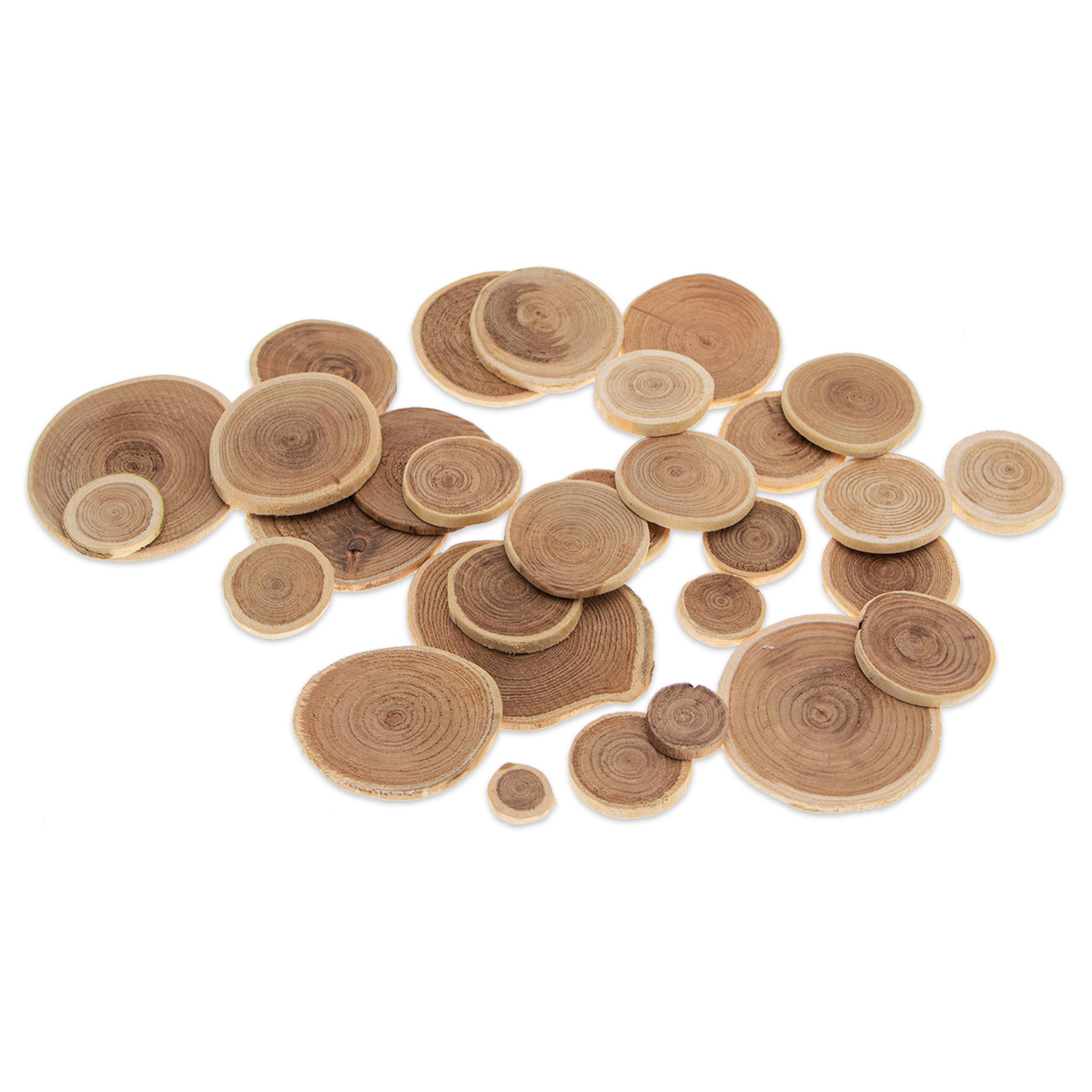 Holzscheiben rund 300g Ø 3-6cm ca. 30 St. natur