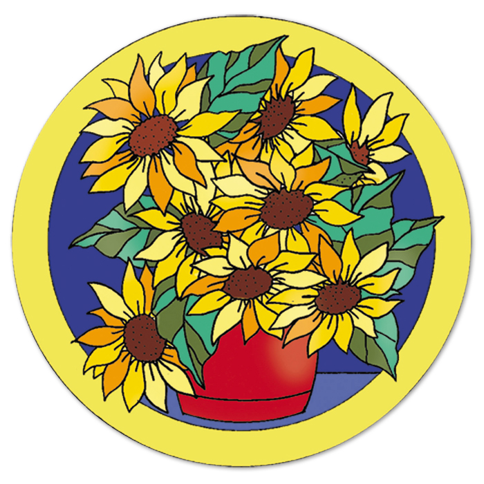 Fensterbild Gutta schwarz Ø 25cm Sunflower naturweiß