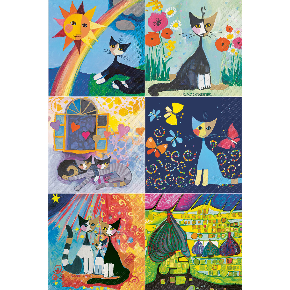 Serviettenset 33x33cm 6x2 St. Katzen Rosina Wachtmeister