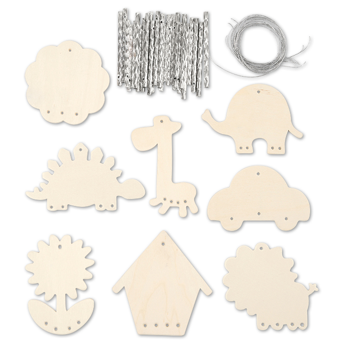 Windspiele Holz 9-14cm 8 Motive à 3 St. natur