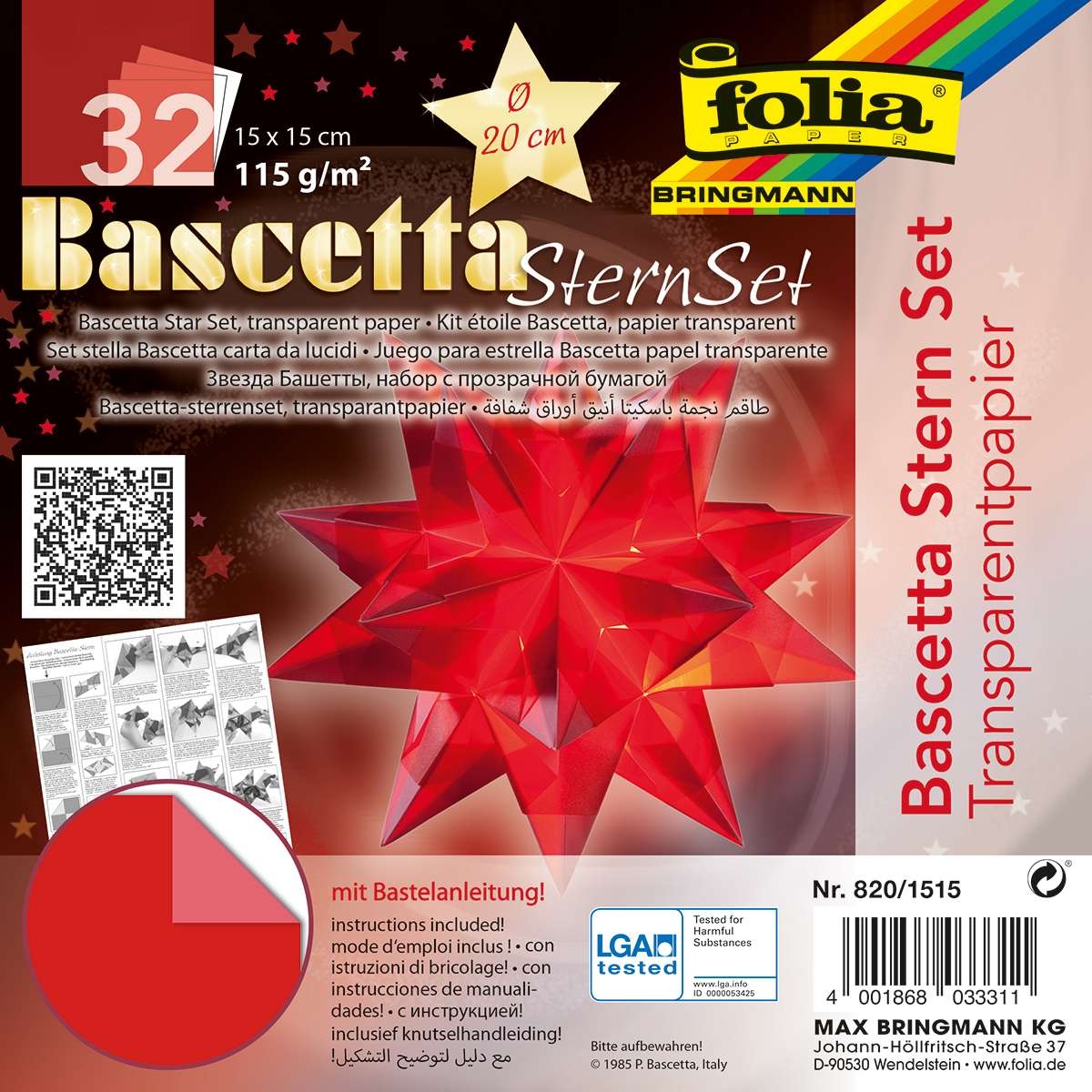 Bascetta-Stern ca. Ø 20cm 32 Bl. rot