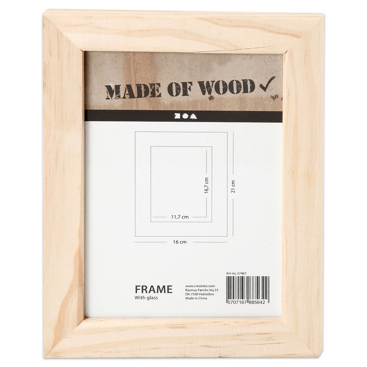 Bilderrahmen Holz mit Glasfront 21x16cm natur