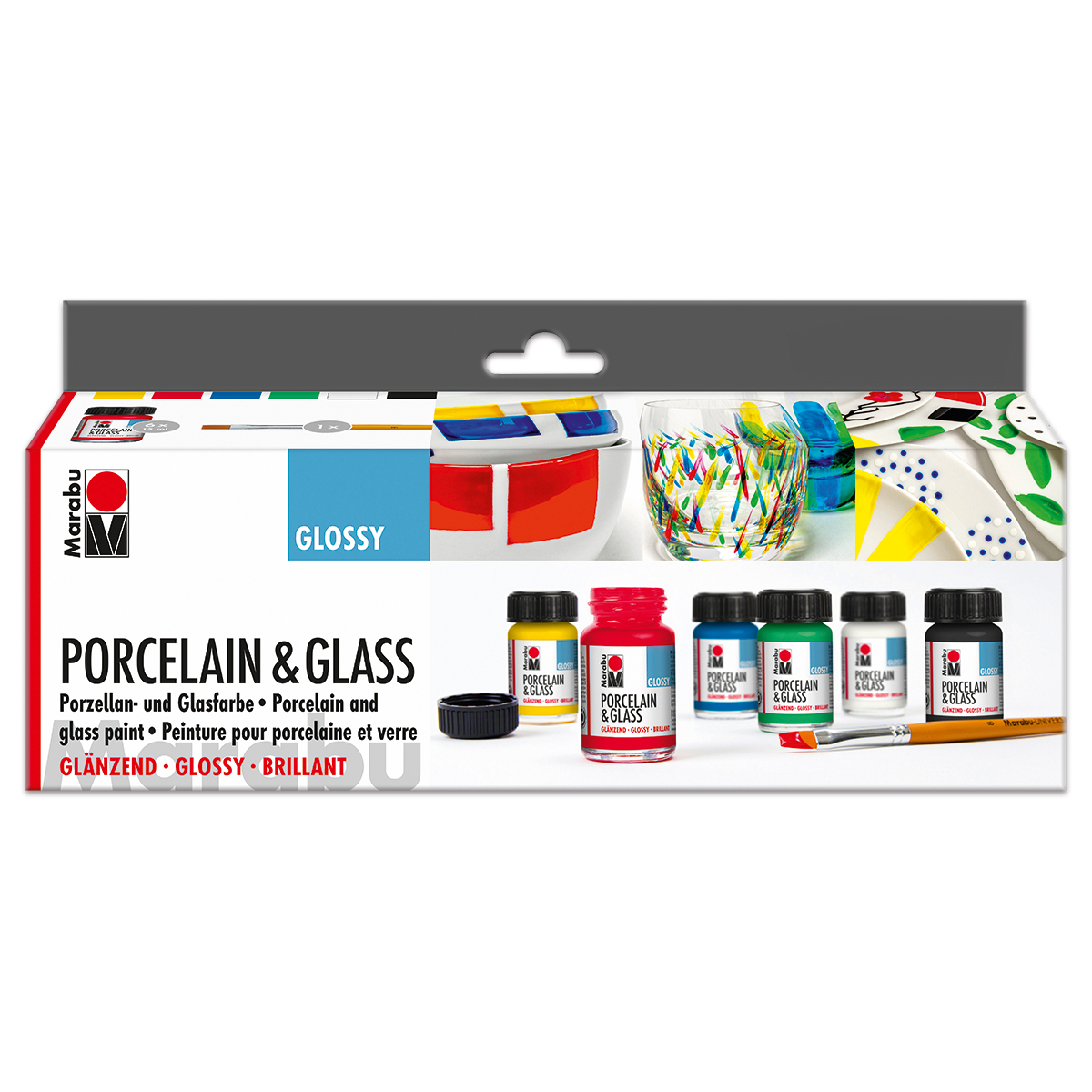 Marabu Porcelain & Glass Glossy Starterset 6 Farben à 15ml