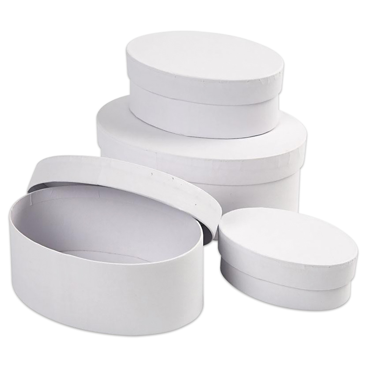 Geschenkboxen Karton 4-teilig oval weiß