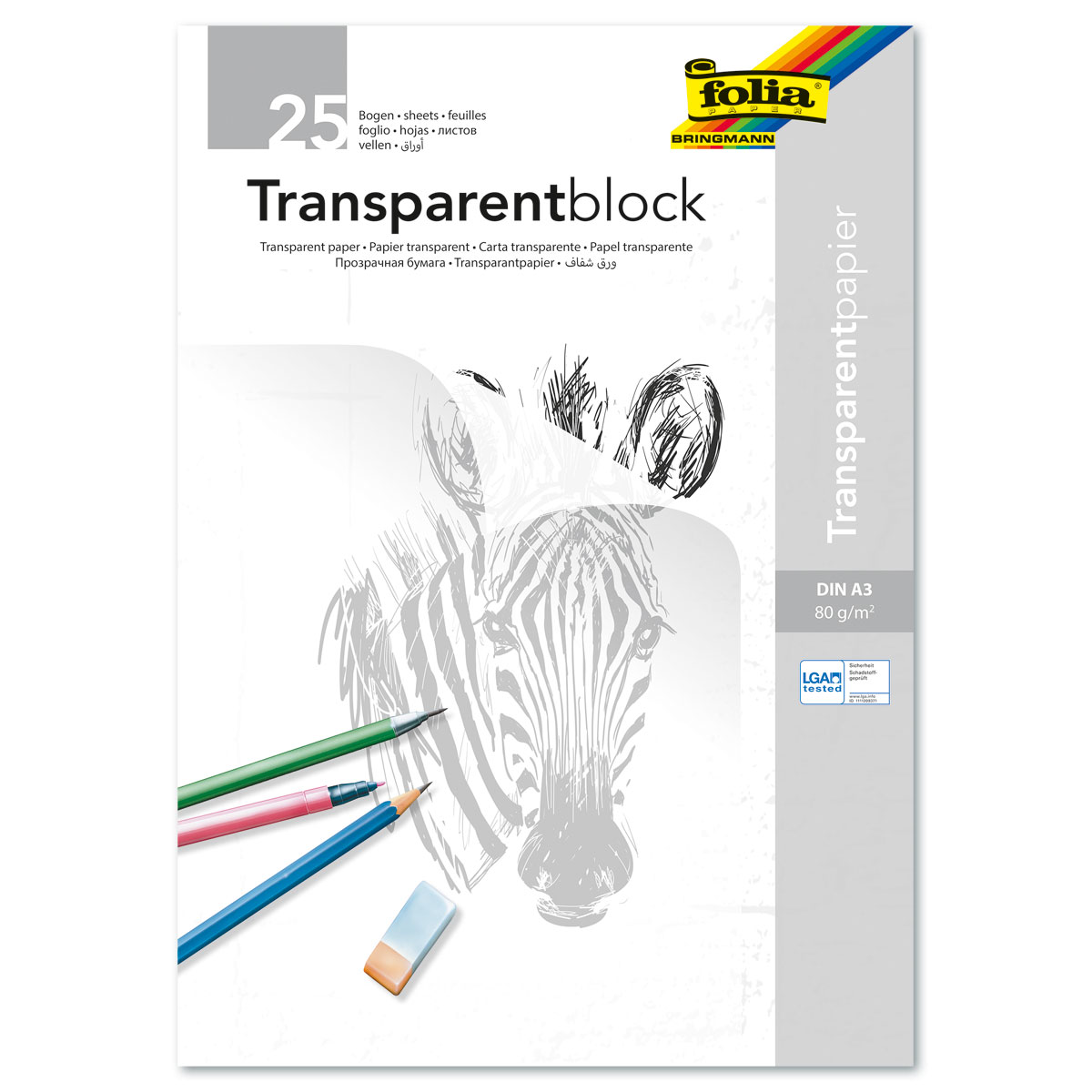 Transparentpapierblock 80g/m² DIN A3 25 Bl. weiß