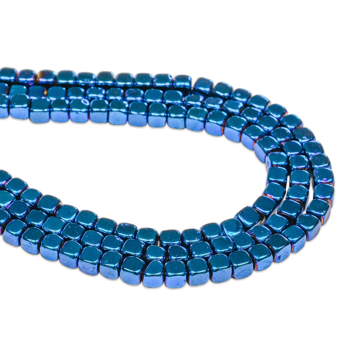 Glasmosaik-Perlenkette Würfel ca. 40cm Ø 4x4mm blau