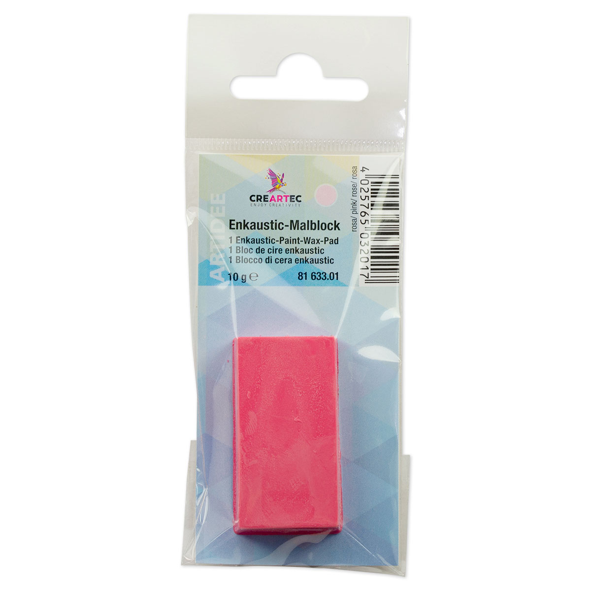 Enkaustik-Malblock 45x25x10mm ca. 10g rosa