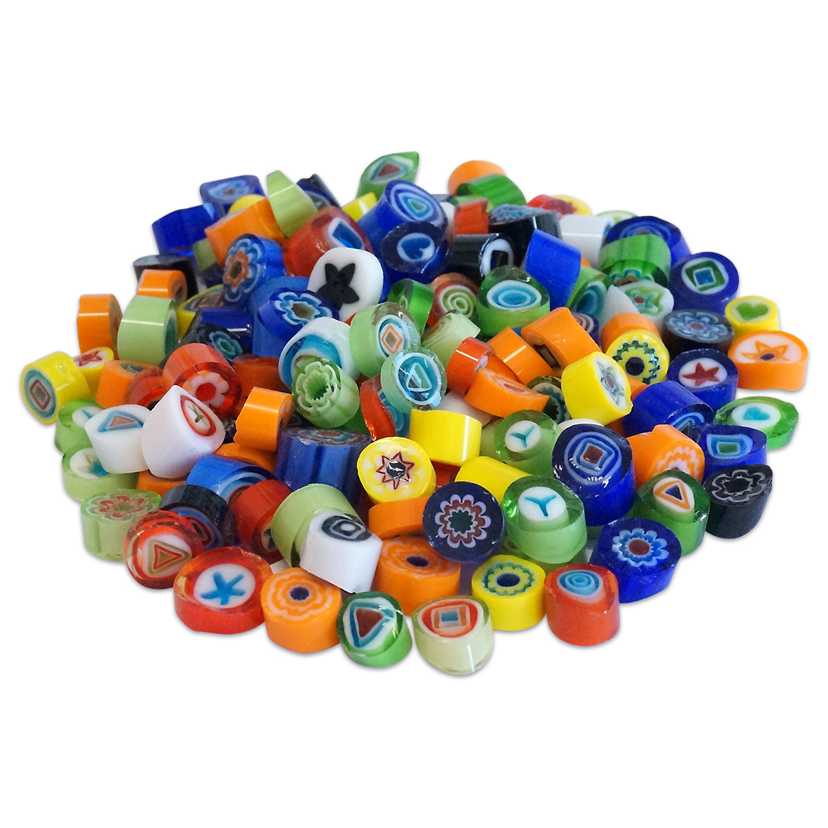 Glasmosaik Millefiori Ø ca. 7-8mm 100g bunt mix Glasmosaik Millefiori Ø ca. 7-8mm 100g bunt mix