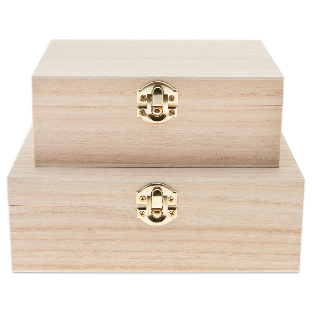 Holzkassetten Schnappverschluss Metall 2er-Set natur