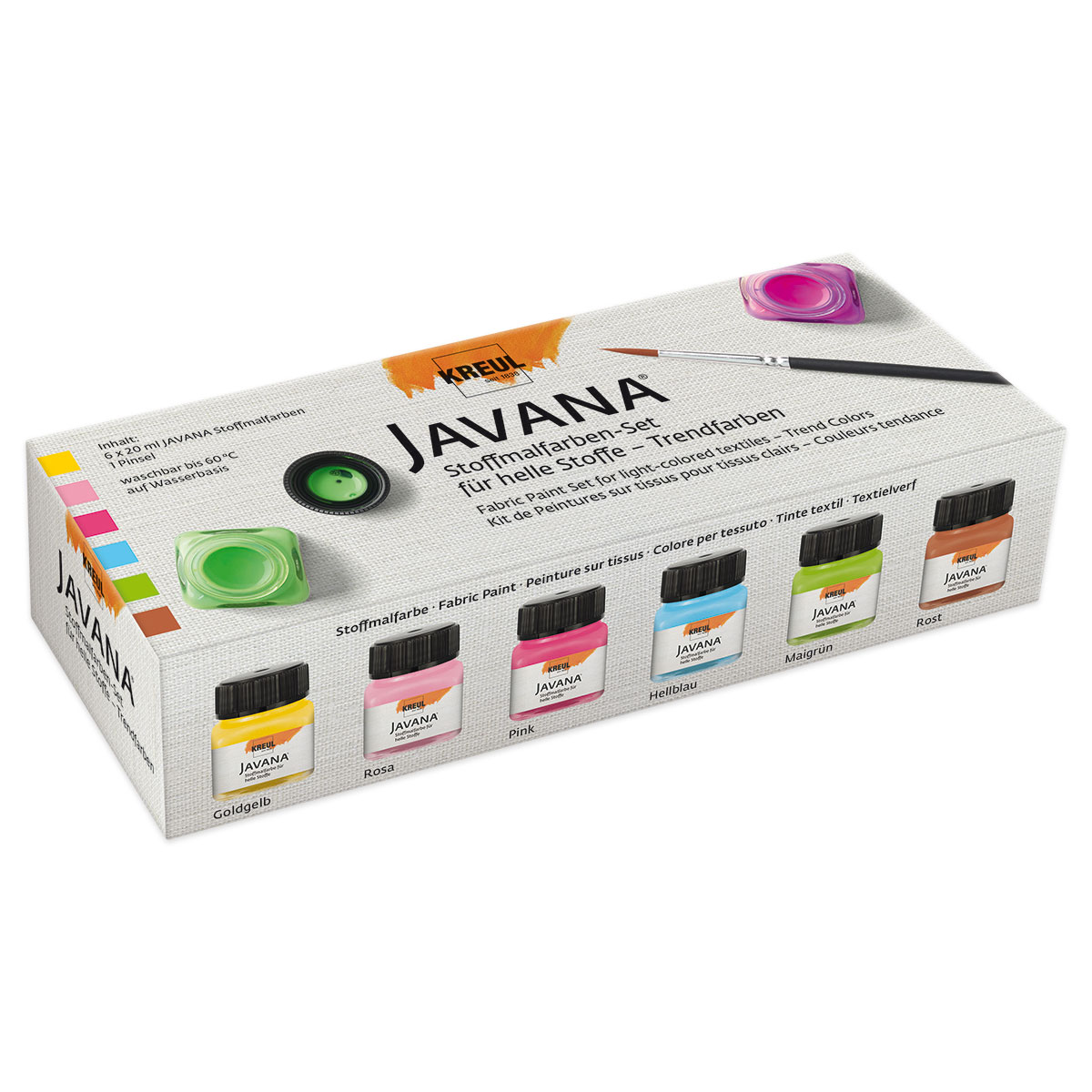 KREUL Javana Stoffmalfarben-Set Trendfarben 6 Farben à 20ml