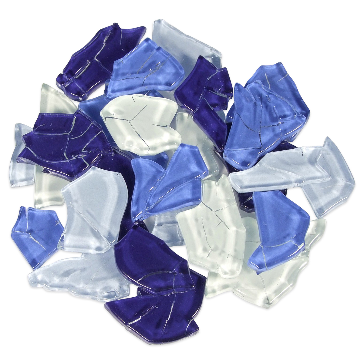 Crash Glas polygonal 500g ca. 190 Steine blau mix Crash Glas polygonal 500g ca. 190 Steine blau mix