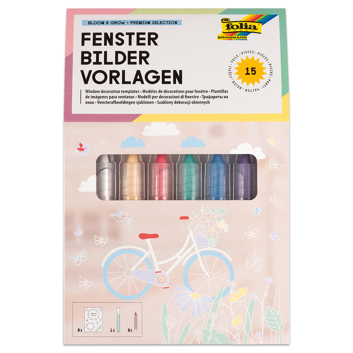 Fensterbilder-Vorlagenset Bloom & Grow 15-teilig