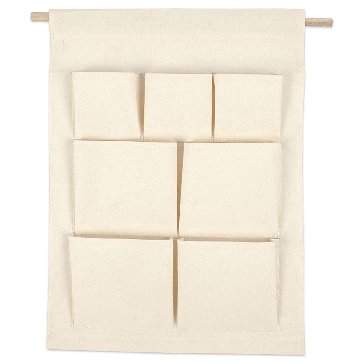 Organizer-Tasche zum Aufhängen mit Holzstab 46x34cm natur