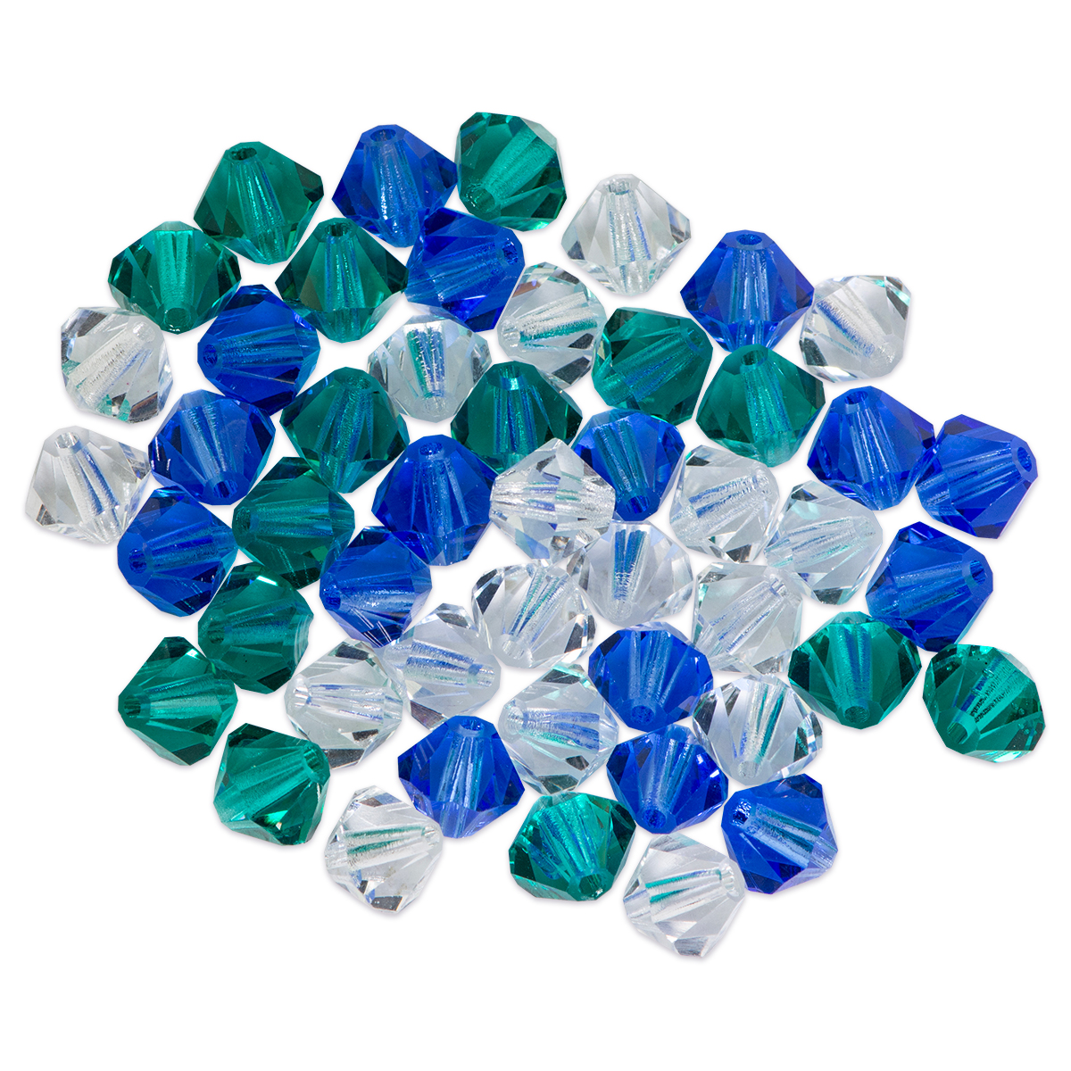 Glasschliffspitzperle 6mm 50 St. crystal/sapphire/blue zircon