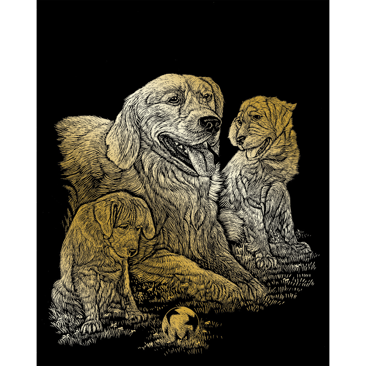 Kratzbild gold 20x25cm Golden Retrievers