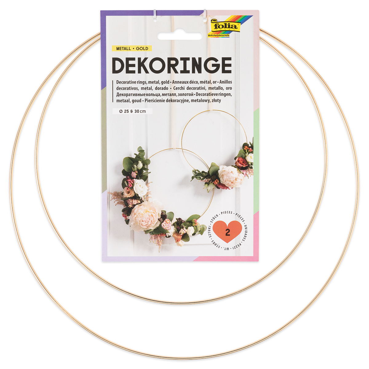 Metallringe 2-er Set Ø 25 & 30cm ca. 6mm goldfarben