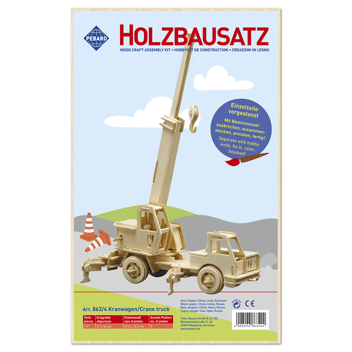 58708634_1 Holzbausatz Kranwagen 31x36cm 119 Teile