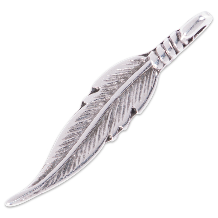 Metallanhänger Feder ca. 7x33mm altplatinfarben