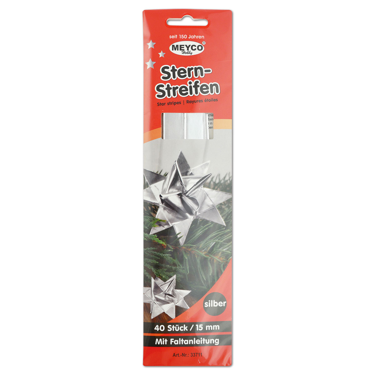 Stern-Streifen Fröbelsterne 1,5x45cm metallic silber