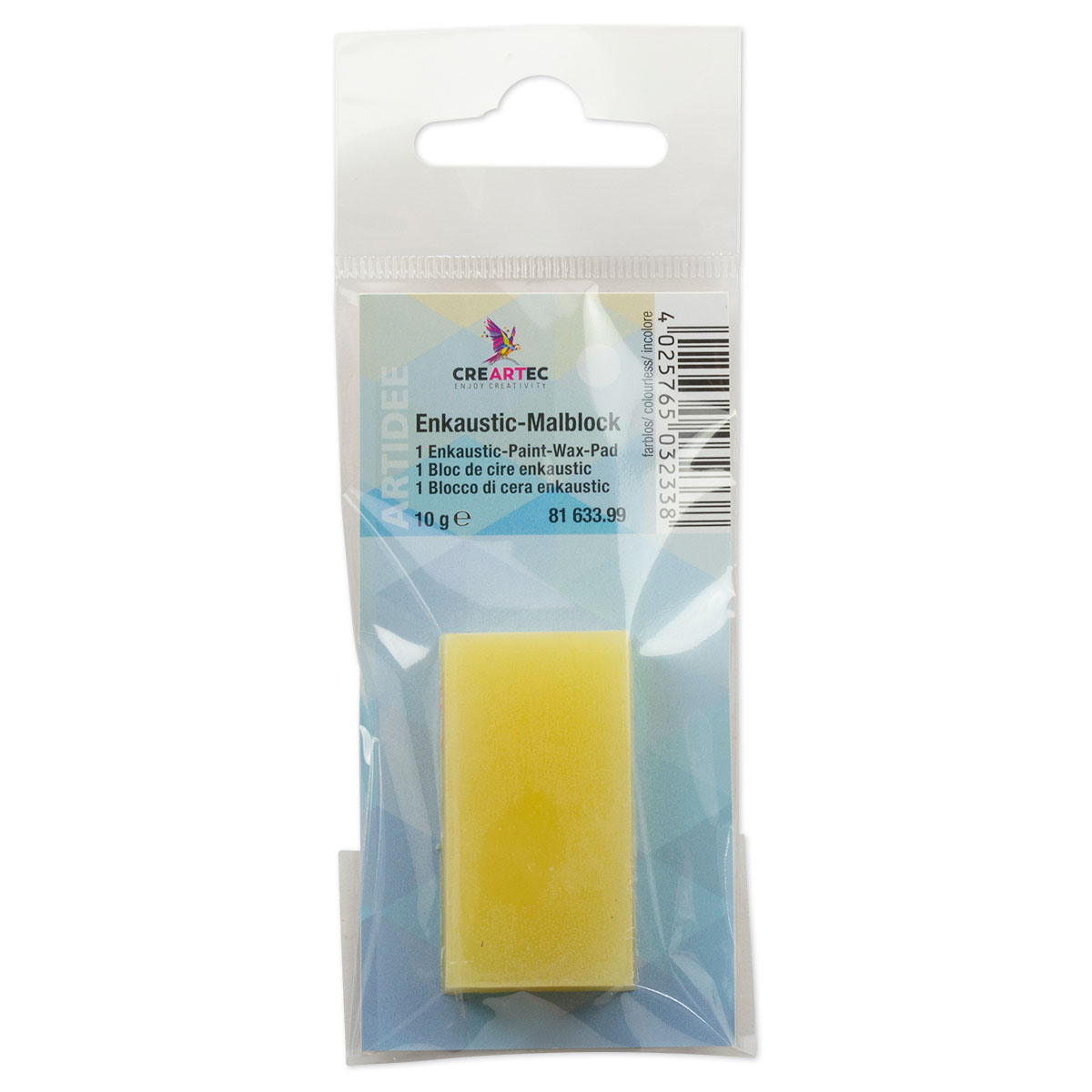 Enkaustik-Malblock 45x25x10mm ca. 10g farblos
