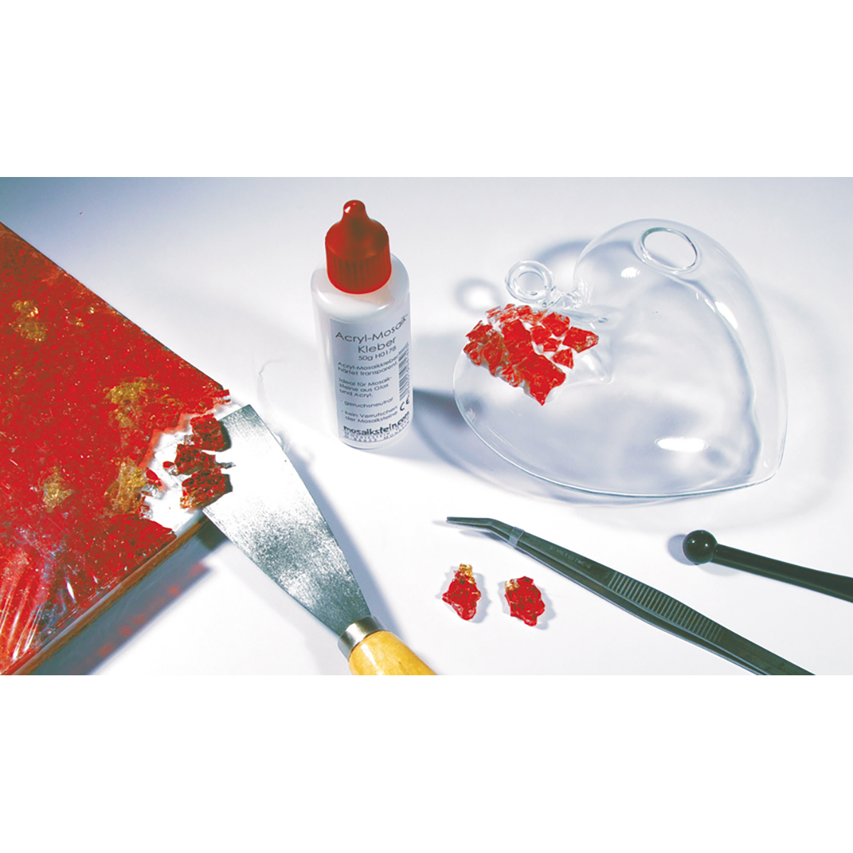 Safety-Glasplatte ca. 3mm 15x20cm rot-goldfarben