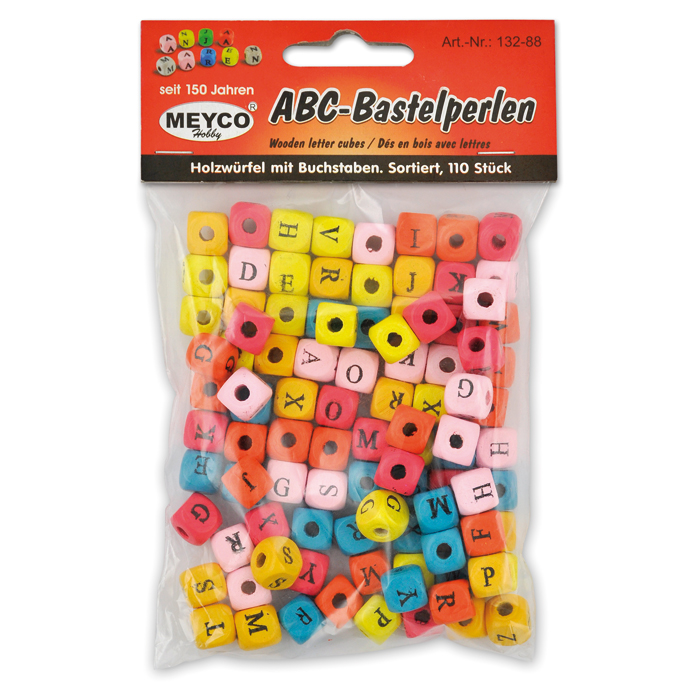 50213288oZsVmzQb3yVNE Buchstabenperlen Würfel Holz 9mm 110 St. bunt