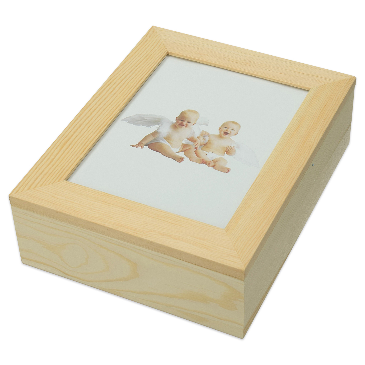 Holzkiste mit Bilderrahmen 19x15,5x6 cm natur