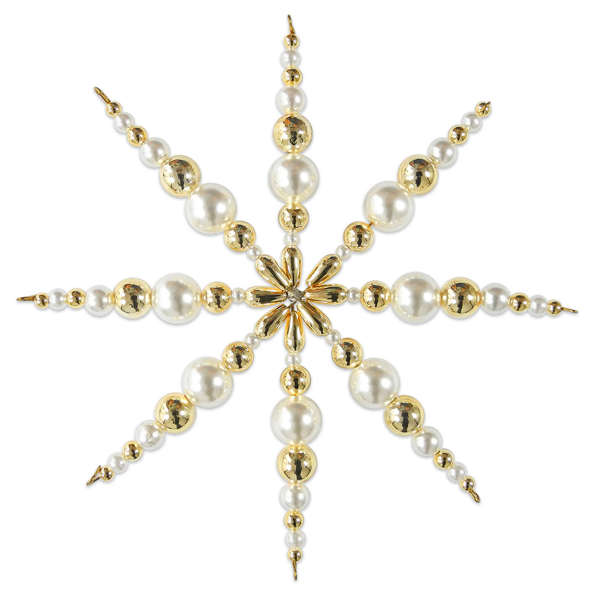 Kreativset Perlenstern ca. 12cm weiß-goldfarben