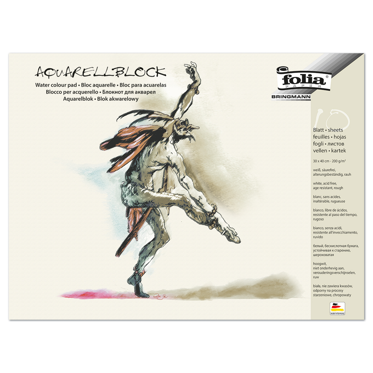Aquarellblock 200g/m² 30x40cm 10 Bl. rau