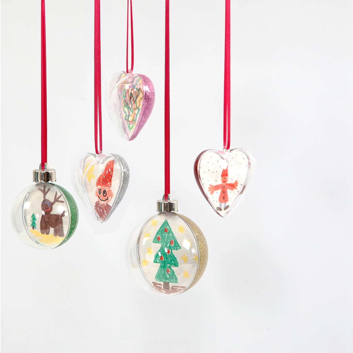 Zweigeteilte Plexiglas-Anhänger mit Grafik und Glitter