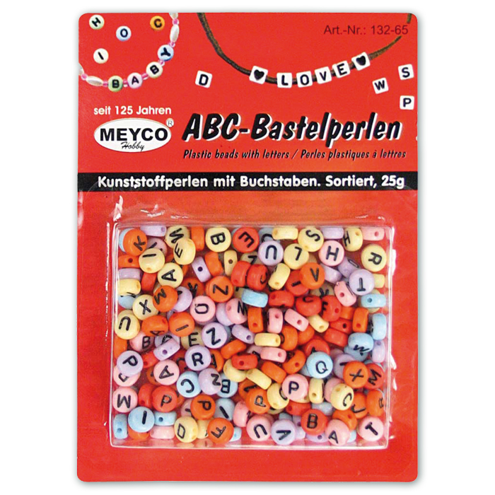 Buchstaben-Perlen rund ca. 6mm 25g bunt