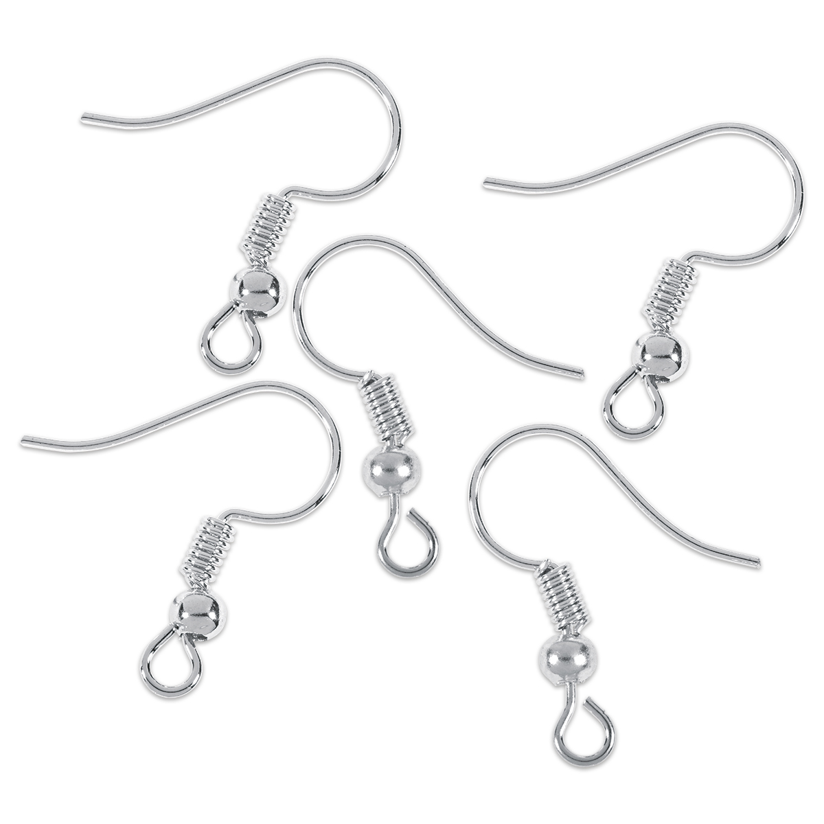Ohrhaken mit Feder Metall 100 St. platinfarben