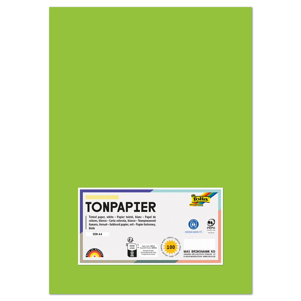 Tonpapier 130g/m² DIN A4 100 Bl. maigrün