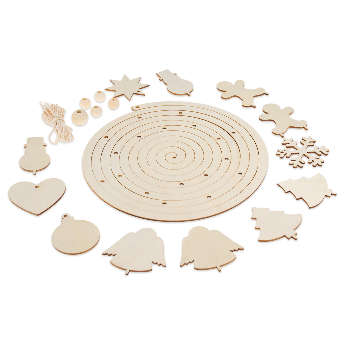 Mobile-Spirale Set Weihnachten Holz natur