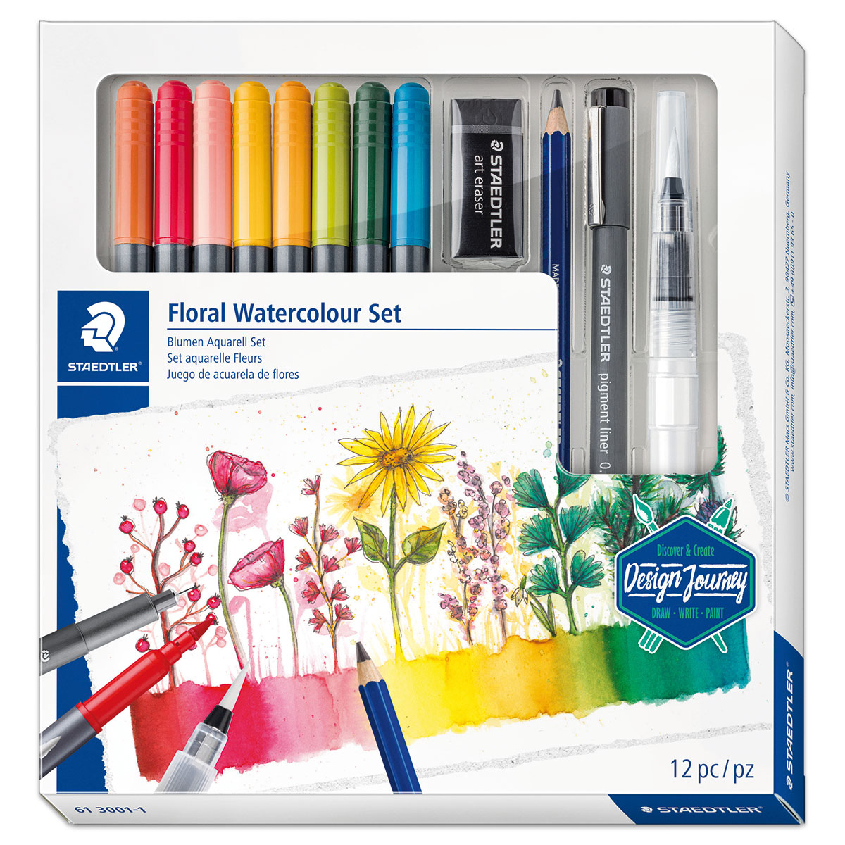 Blumen Aquarell Set  12-teilig