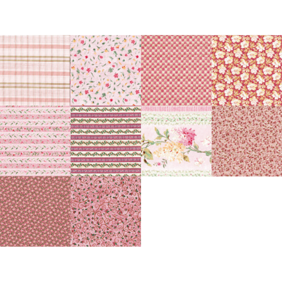 Patchwork-Set 10 Zuschnitte à 45x55cm rosa