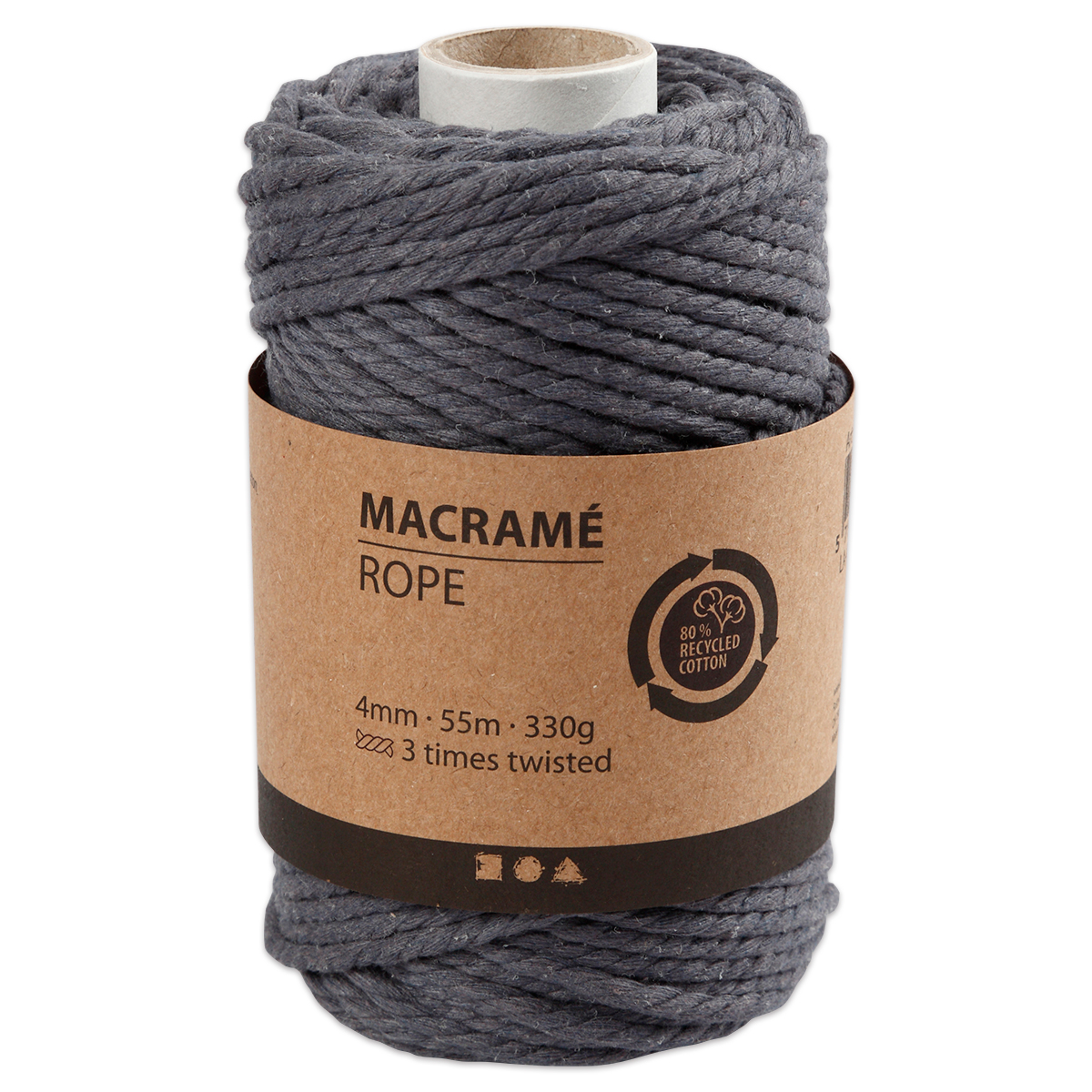 Makrameegarn Ø 4mm 330g grau