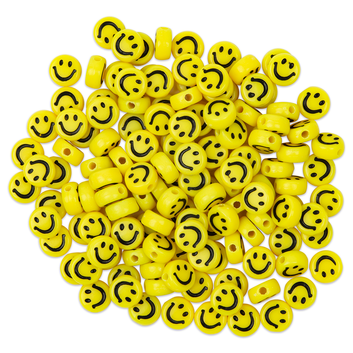 Kunststoffperlen Smilie Ø 7x4mm 55g gelb/schwarz