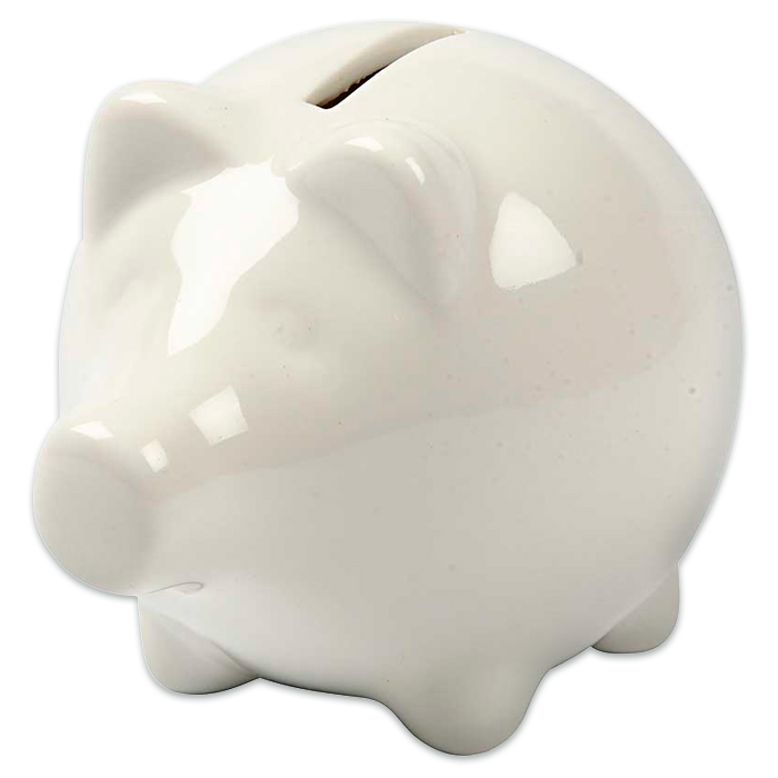 Sparschwein klein Porzellan ca.10x8x8cm beige/weiß